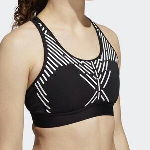 XS-Adidas Black and White Patterned Sports Bra